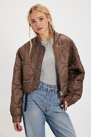 AGOLDE x Shoreditch Ski Club Iona Quilted Jacket at Free People in Brown, Size: S