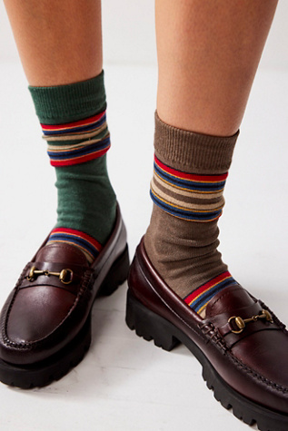 Pendleton 2 Pack Yakima Stripe Socks At Free People In Mineral Umber