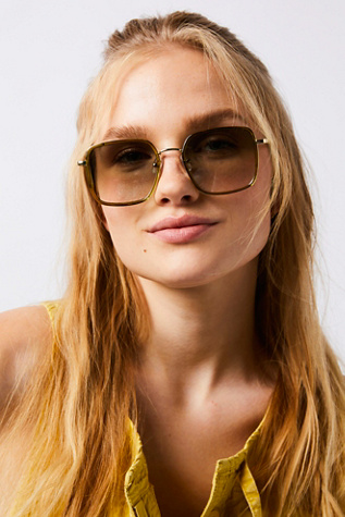 Beau Square Sunglasses at Free People in Jasmine Oolong