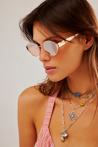 Little Secret Round Sunglasses at Free People in Rose Gold