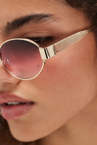 Little Secret Round Sunglasses at Free People in Gold With Pink Gradient