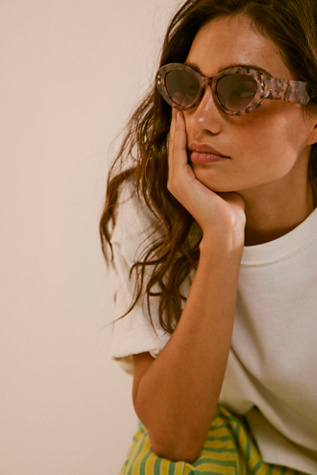 Star Studded Cat Eye Sunglasses at Free People in Cookies And Cream