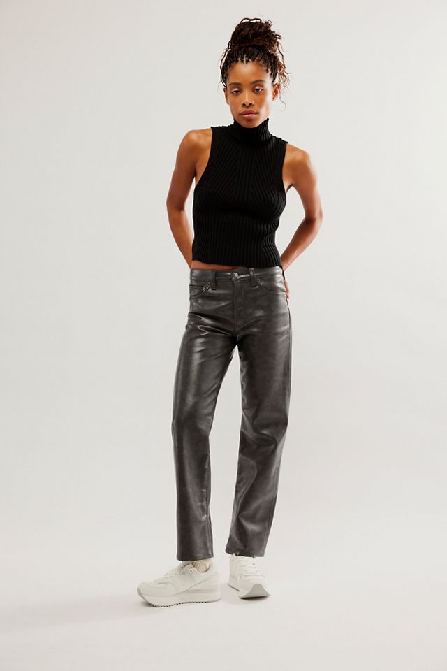 AGOLDE Sloane Leather Pants in Smoke