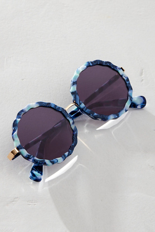 Lele Sadoughi Paros Round Sunglasses at Free People in Tile Blue