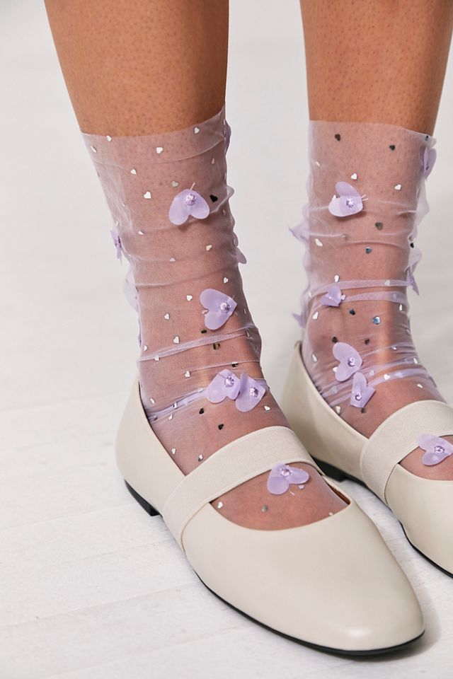 Drops of Heaven Embellished Tulle Socks Pretty Wedding Socks Pearl