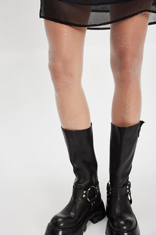 Collants transparents avec étoiles scintillantes