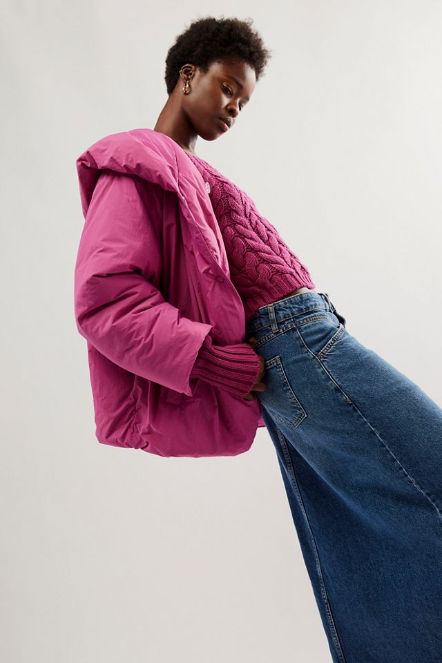 Bershka pink puffer outlet jacket