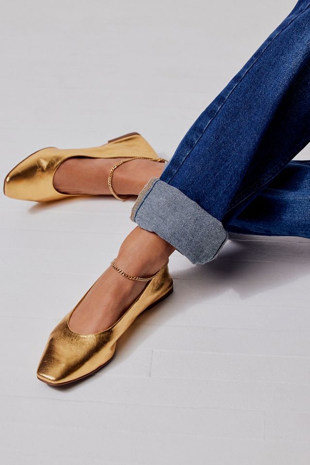 Womens gold store ballet flats