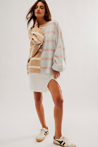 Uptown Stripe Pullover at Free People in Camel Grey Combo, Size: XS