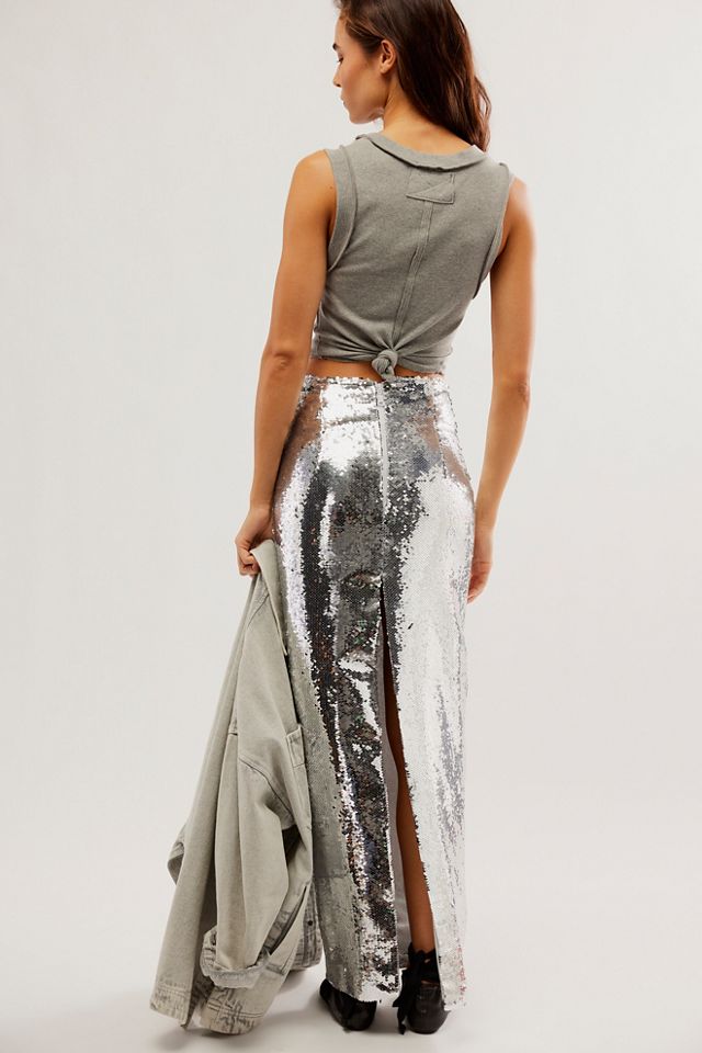 Kim Shui Silver Pailette Maxi Skirt #1