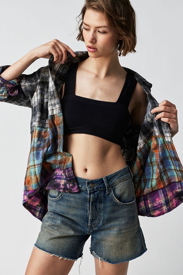 AE Cropped Flannel Shirt