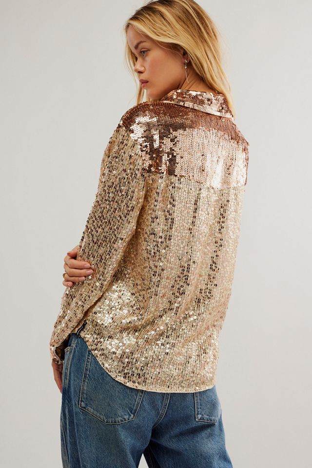 OneTeaspoon Rose Gold Sequin Western Shirt #1