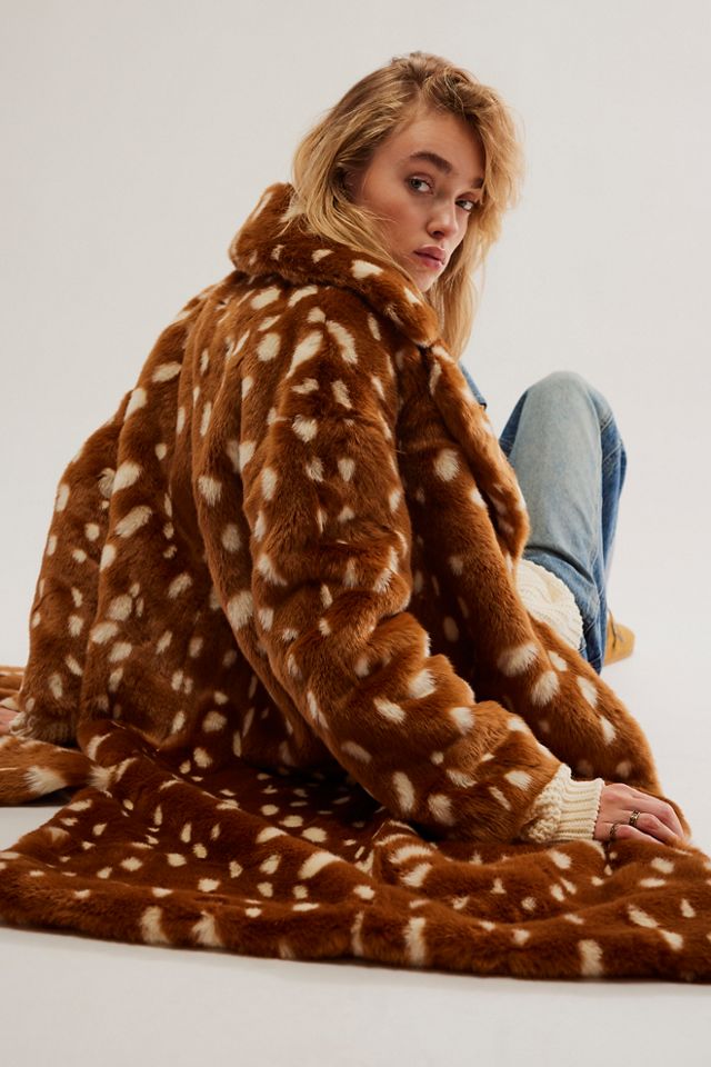 Free people faux fur leopard coat sale