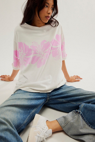 The Bureau Hibiscus Tee at Free People in Hot Pink Combo, Size: Medium