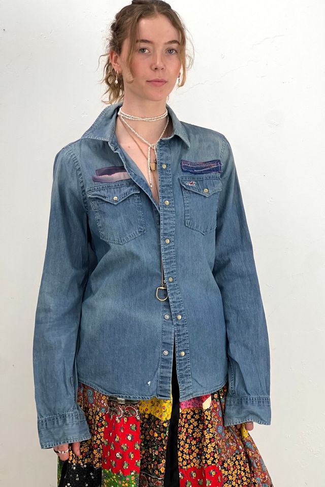 Anna Corinna Reworked Vintage Butterfly Embroidered Pearly Snap Up #1