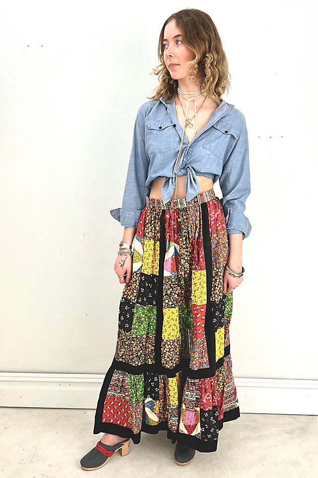 Vintage Patchwork Quilt Maxi Skirt Selected by Anna Corinna | Free