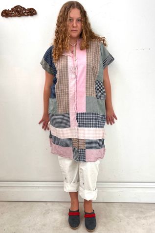 Anna Corinna Reworked Vintage Gingham Quilt Smock Dress