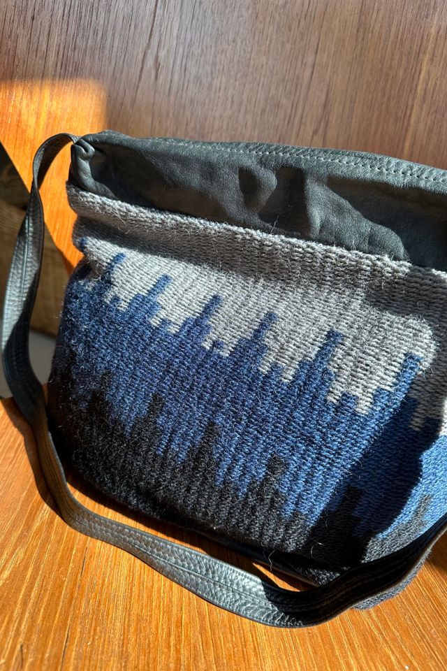 Vintage Woven Wool and Black Leather Bag Selected by KA.TL.AK #1