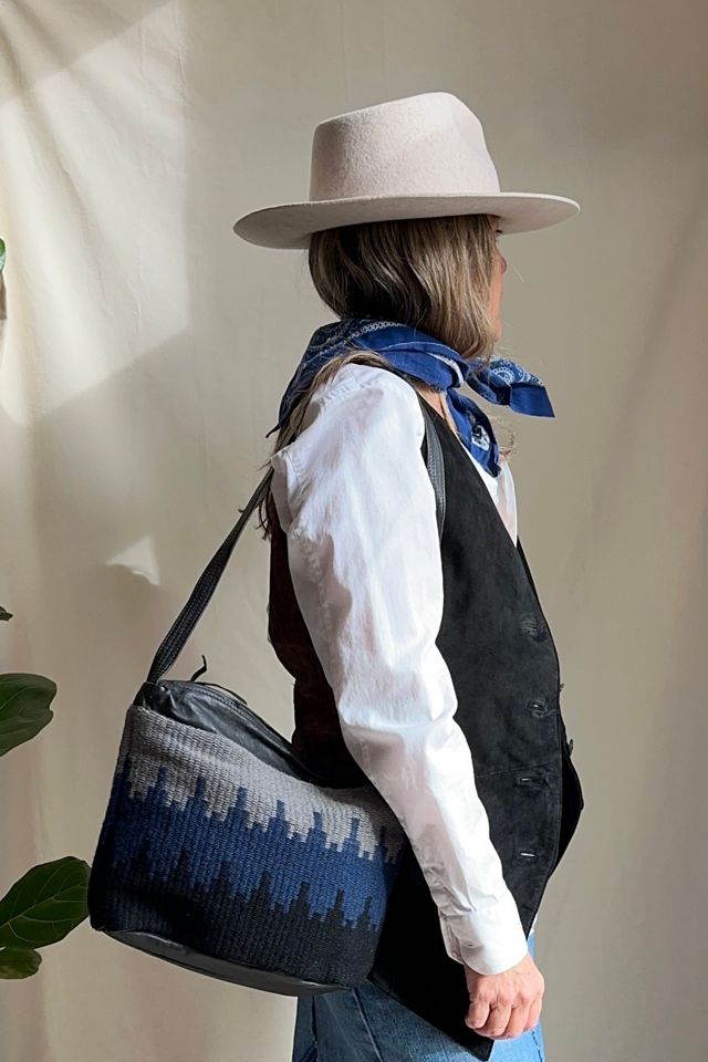 Vintage Woven Wool and Black Leather Bag Selected by KA.TL.AK #2