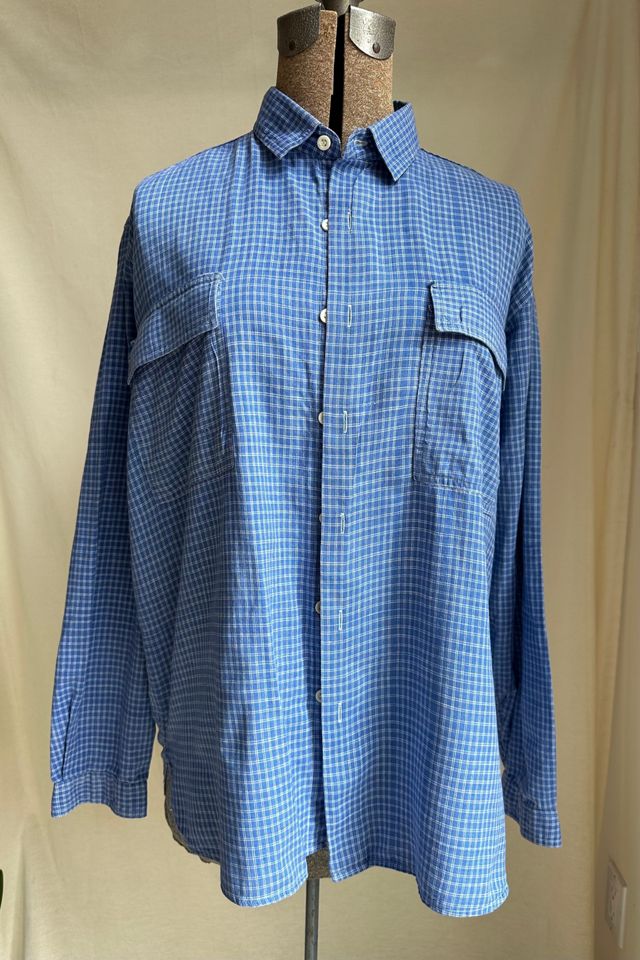 Vintage Blue and White Check Shirt Selected by KA.TL.AK | Free People