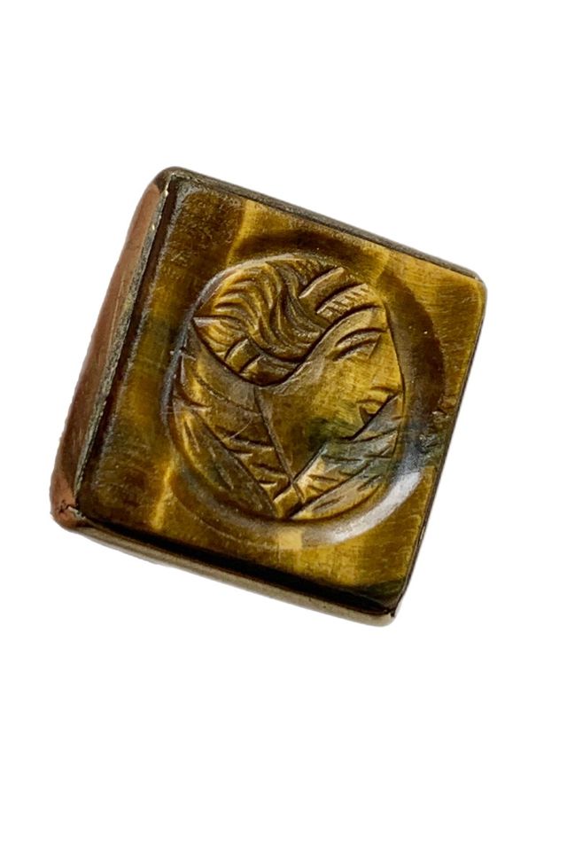 Antique 10k Gold Cameo Ring Tiger Eye Selected by Lux Revival Free People