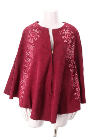 1960s Orchid Embroidered Suede Poncho Selected By Ritual Vintage