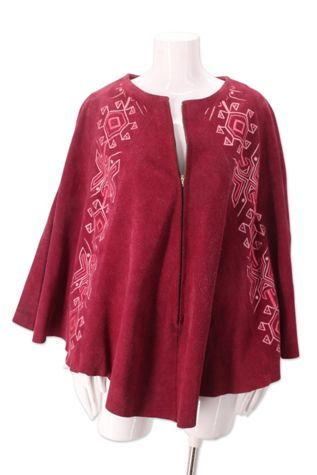 1960s Orchid Embroidered Suede Poncho Selected By Ritual Vintage