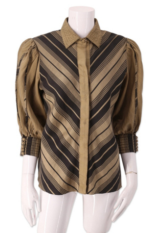 1980s Silk Puff Sleeve Blouse Selected By Ritual Vintage