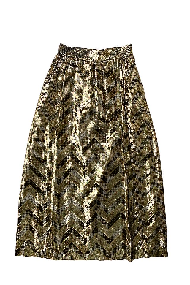 Vintage 1970s Metallic Thread Maxi Skirt Selected by Vintage 1970s Metallic Thread Maxi Skirt Selected by