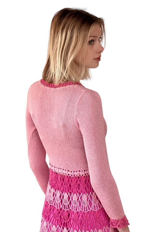 Vintage 1970's Two Tone Pink Crochet Maxi Dress Selected By Afterlife Boutique #1