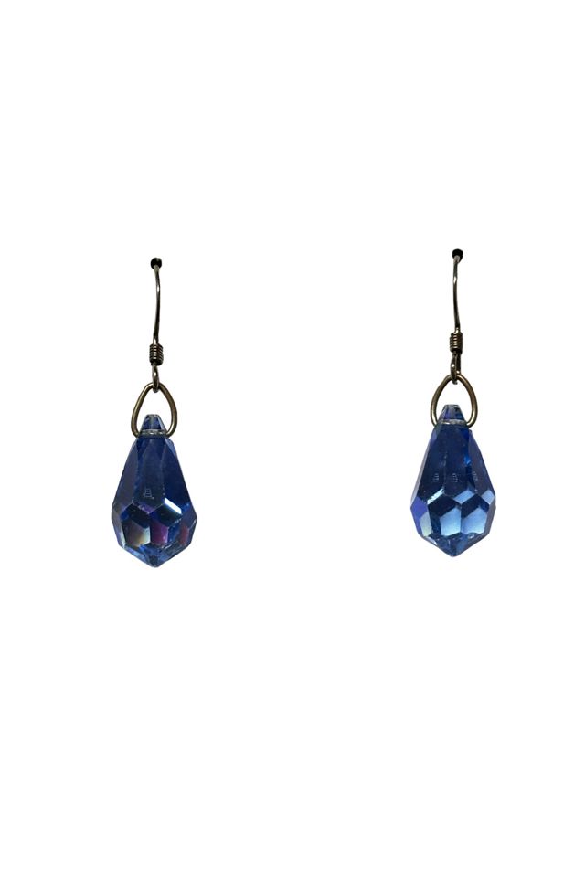 Vintage 1990 s Blue Crystal Drop Earrings Selected By Afterlife