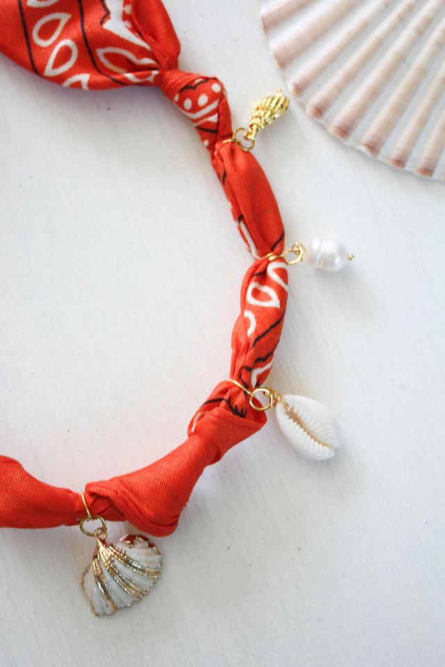 Western Shell Charm Bandana Necklace Scarf Selected By Moons + Junes Vintage #2