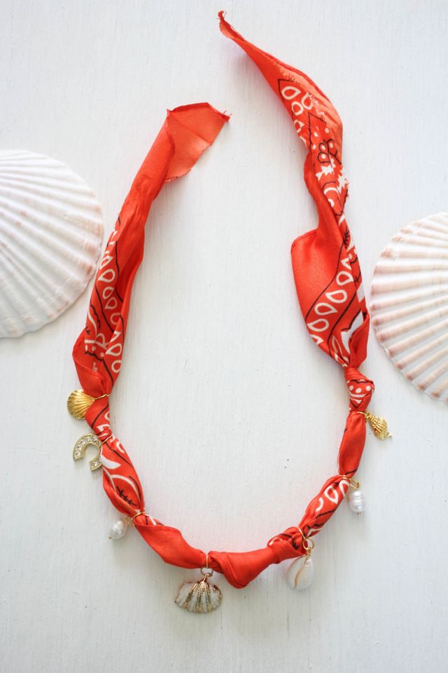 Western Shell Charm Bandana Necklace Scarf Selected By Moons + Junes Vintage #3