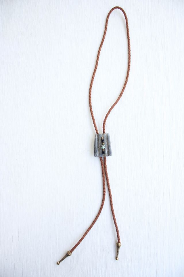 Vintage Western Gemstone Turquoise Beaded Bolo Tie Selected By Moons + Junes Vintage #2