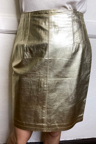 1990s Gold Leather Skirt Selected by Cherry