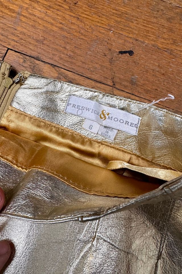 1990s Gold Leather Skirt Selected by Cherry #2