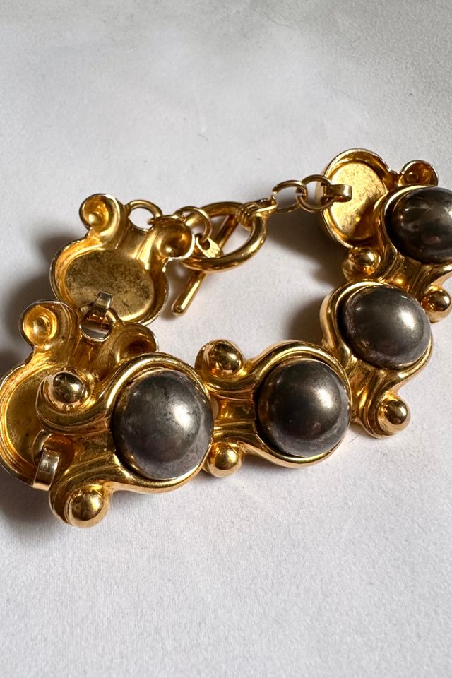 1960s Gold Tone Metal Ball Link Bracelet Selected by Cherry #1