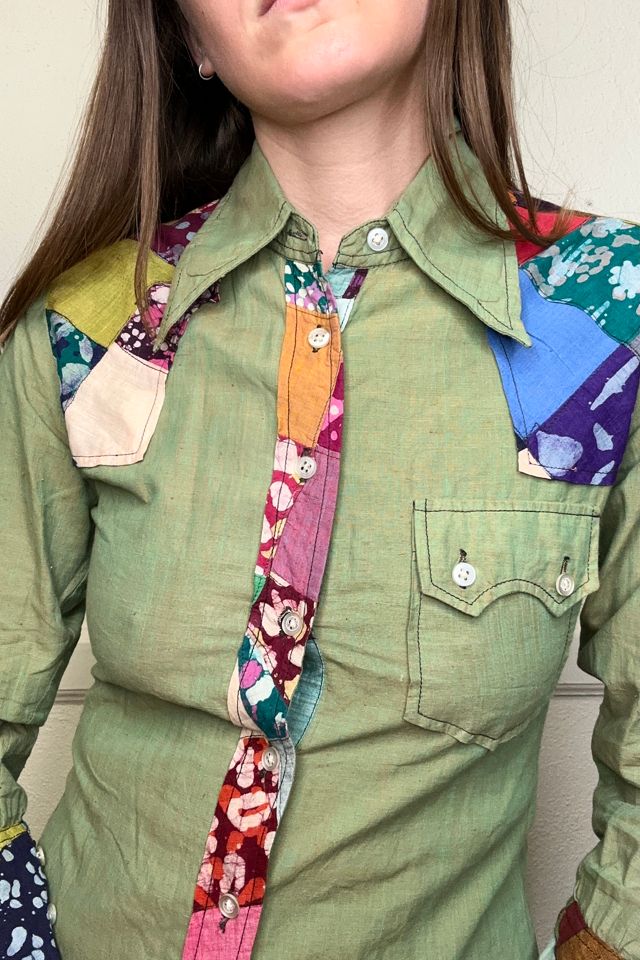 1970s Madras Cotton Western Shirt Selected by Cherry #1