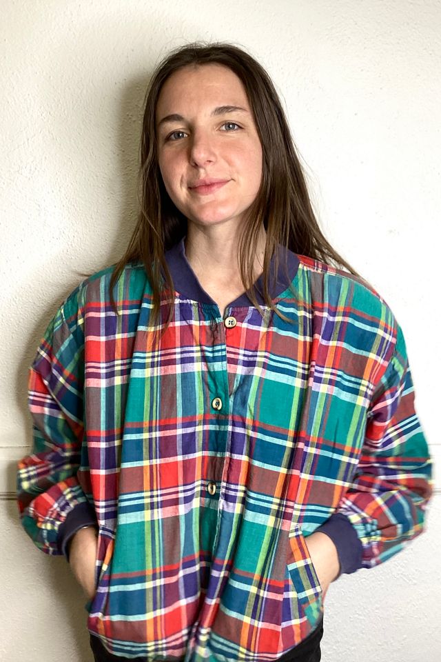 Vintage plaid jacket womens sale