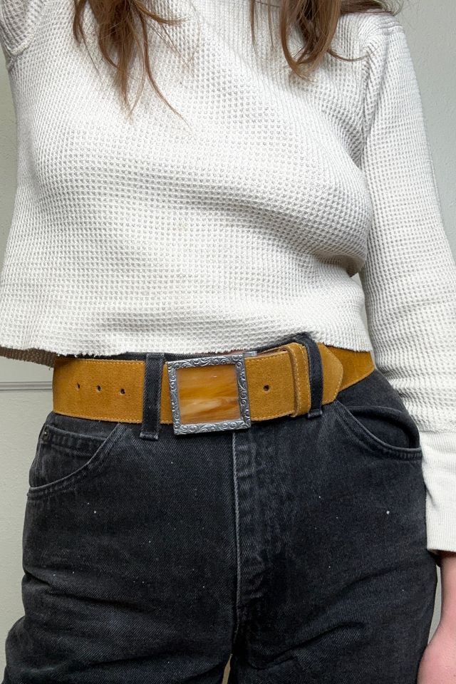 1960s Vinyl Suede Belt with Stained Glass Buckle Selected by Cherry ...