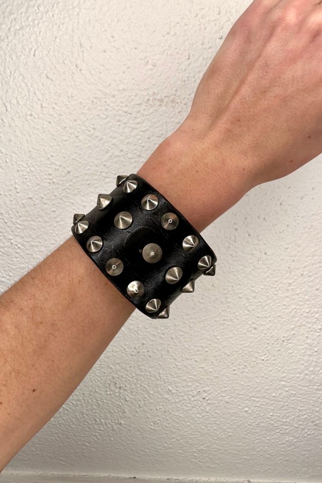 1980s Black Leather Spiked Cuff Selected by Cherry