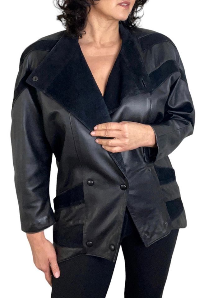 Vintage Black Leather and Suede Jacket Selected By Ankh By Racquel Vintage #2