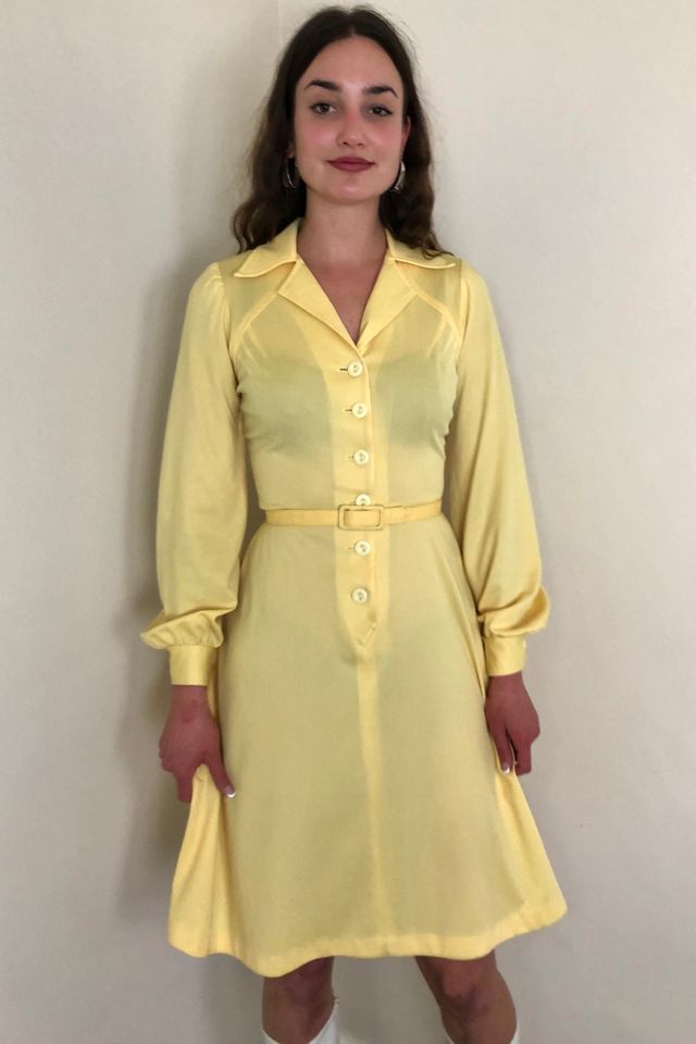 Butter Yellow Fit and Flare 1970's Dress Selected by Picky Jane