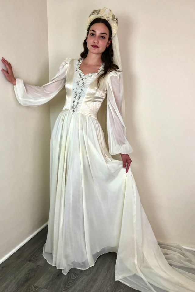 Vintage 1970s Embroidered Bird Crown and Wedding Dress Selected by Picky Jane #3