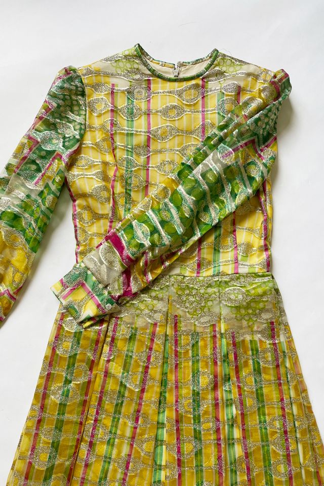 Vintage Silk Gold Brocade Dress Selected by FernMercantile #1
