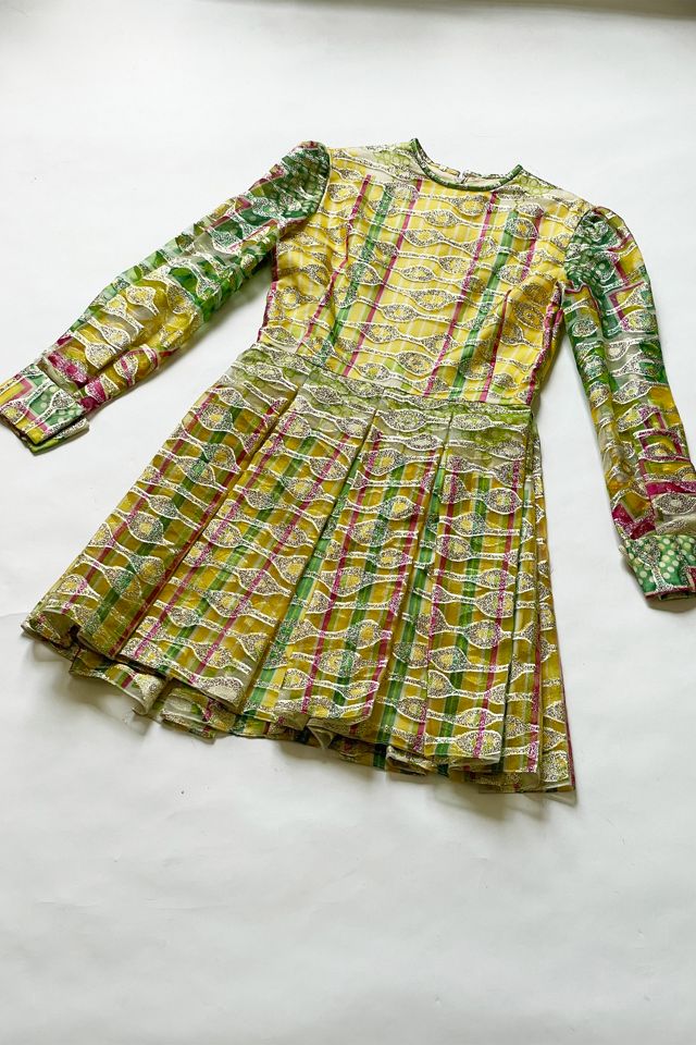 Vintage Silk Gold Brocade Dress Selected by FernMercantile #2