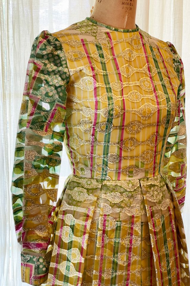 Vintage Silk Gold Brocade Dress Selected by FernMercantile #3