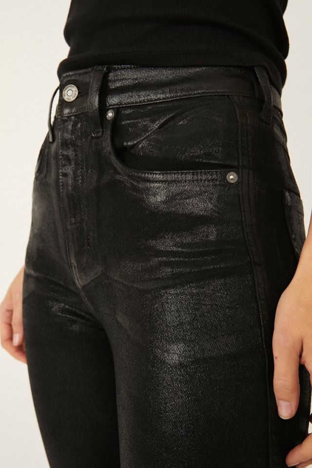 Raw High-Rise Coated Jeans