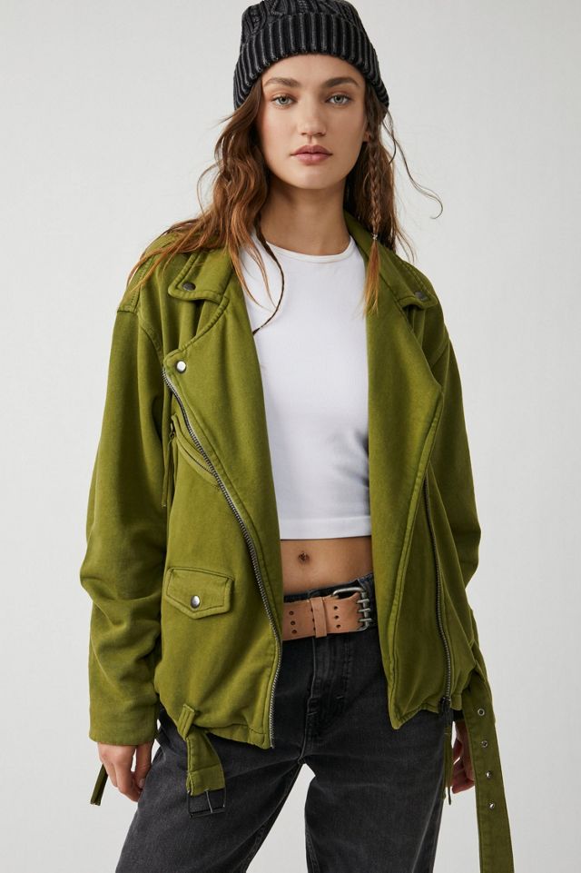 Free people cotton shrunken moto outlet jacket