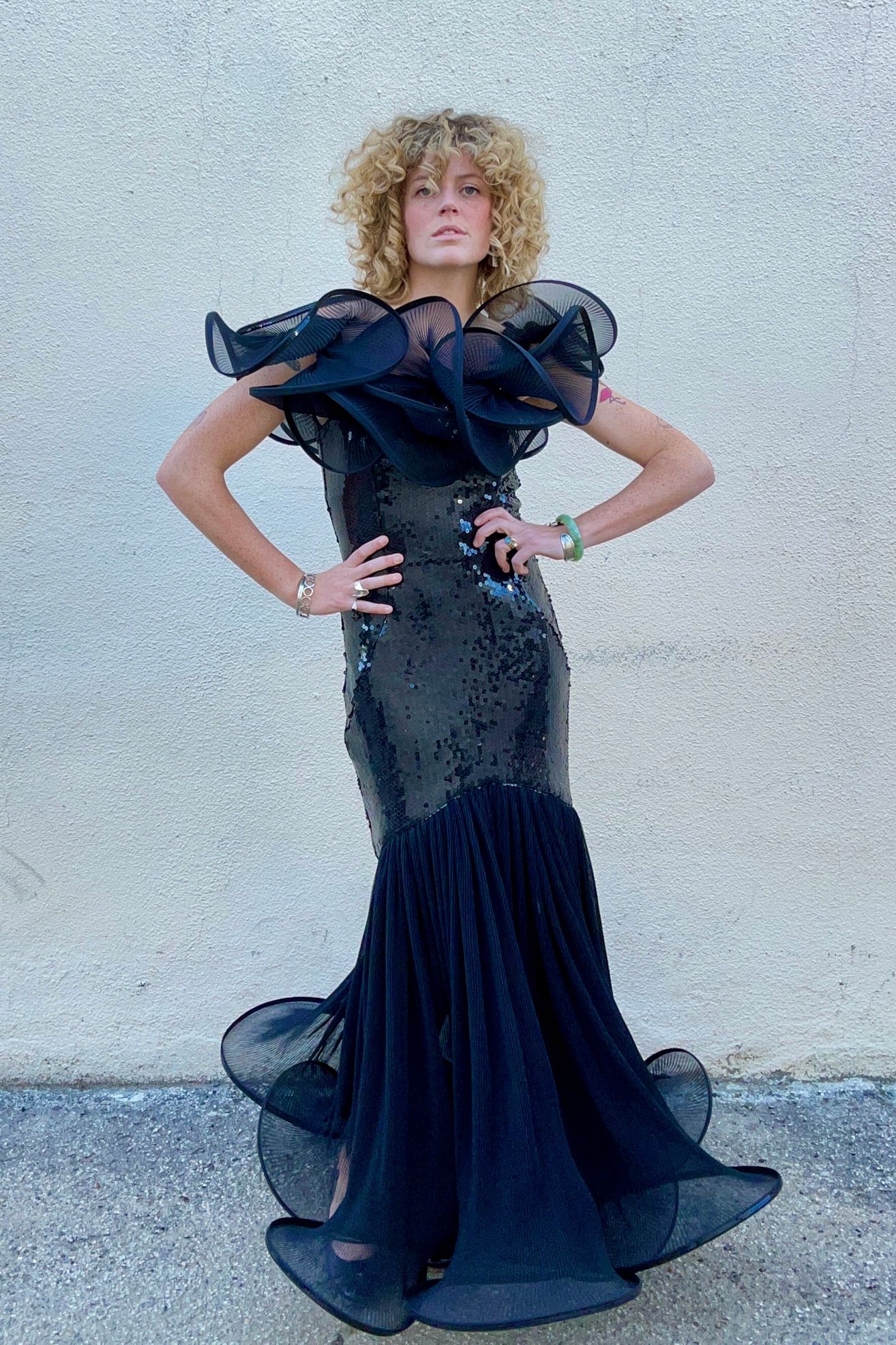 Vintage Lillie Rubin Black Sequin Mermaid Gown Selected by The Curatorial Dept.